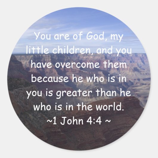 1 John 4:4 Ronde Sticker (Voorkant)