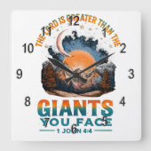 1 John 4:4 Vierkante Klok (Voorkant)