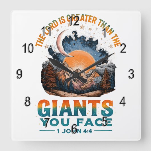 1 John 4:4 Vierkante Klok (Voorkant)