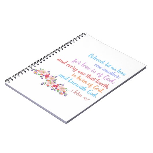 1 John 4:7 Bijbeltekst Verse regenboog Notitieboek (Linkerzijde)