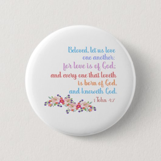 1 John 4:7 Bijbeltekst Verse regenboog Ronde Button 5,7 Cm (Voorkant)