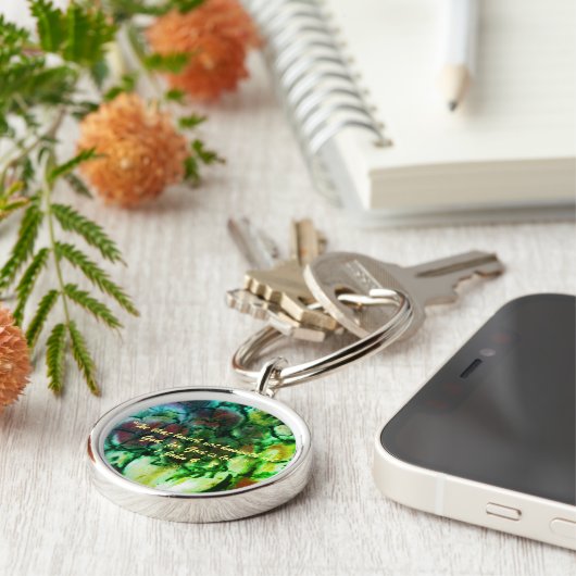 1 John 4:8 "—voor God is liefde." Sleutel Effecten Sleutelhanger (Zijkant)