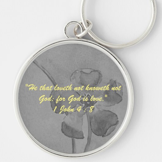1 John 4:8 "—voor God is liefde." Sleutel Effecten Sleutelhanger (Voorkant)