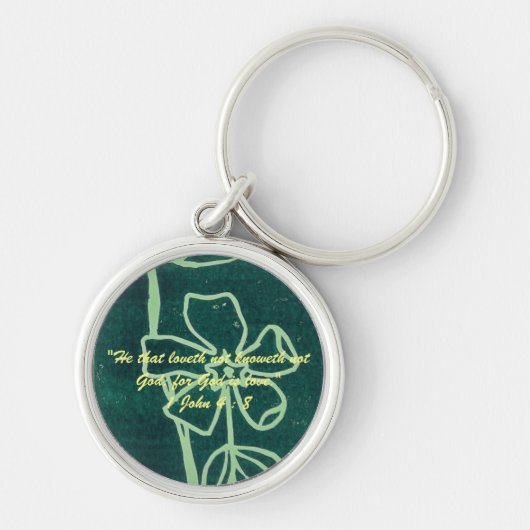 1 John 4:8 "—voor God is liefde." Sleutel Effecten Sleutelhanger (Voorkant)