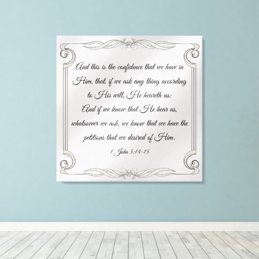 1 John 5:14-15 Canvas Afdruk (Insitu (Houten vloer))