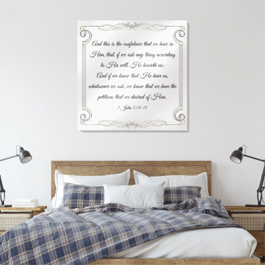 1 John 5:14-15 Canvas Afdruk (Insitu (Slaapkamer))