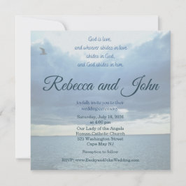 1 John Vintage Ocean Photo Wedding Invitation Kaart