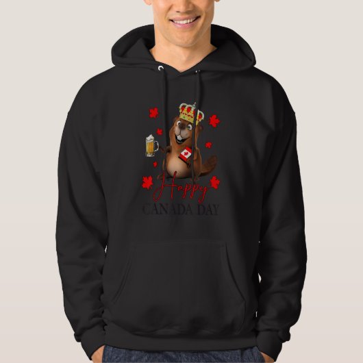 1 juli Canadese Dag Beaver Maple Leaf Beer Hoodie (Voorkant)