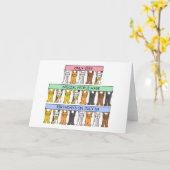1 juli Cartoon Katten Kaart (Gele Bloem)