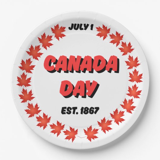 1 juli Dag van Canada Est. 1867 Papieren Bordje (Voorkant)