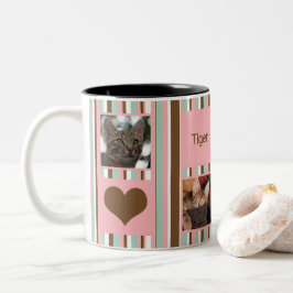 #1 Kat mam Foto Collage Neapolitan Stripe Tweekleurige Koffiemok