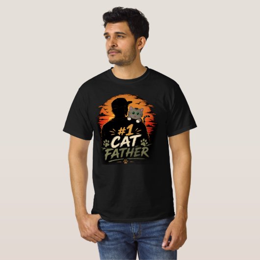 #1 Kat Vader Papa's Beste Vriend Kat Tee T-shirt (Voorkant volledig)