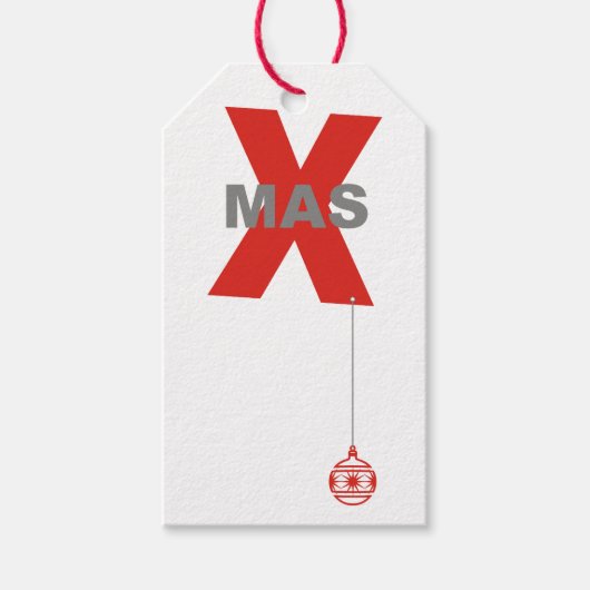 1 Kerstmis met Ornament met kerstbomen + jouw teks Cadeaulabel (Voorkant)