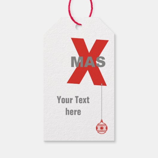 1 Kerstmis met Ornament met kerstbomen + jouw teks Cadeaulabel (Achterkant)