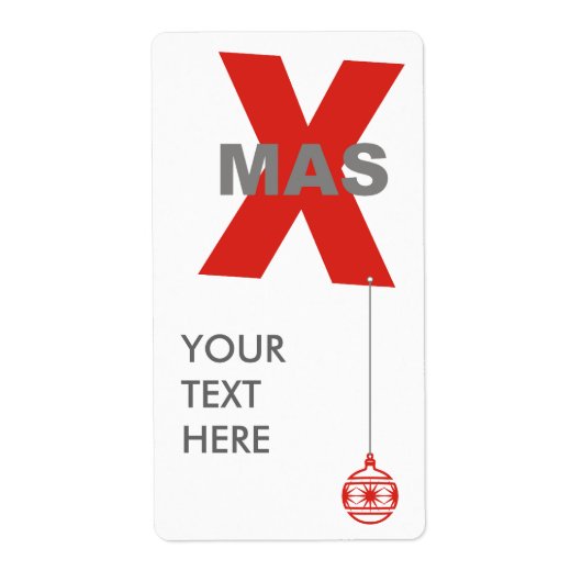 1 Kerstmis met Ornament met kerstbomen + jouw teks Etiket (Voorkant)