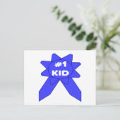 #1 Kind met Blauwe Lint Briefkaart (Staand voorkant)