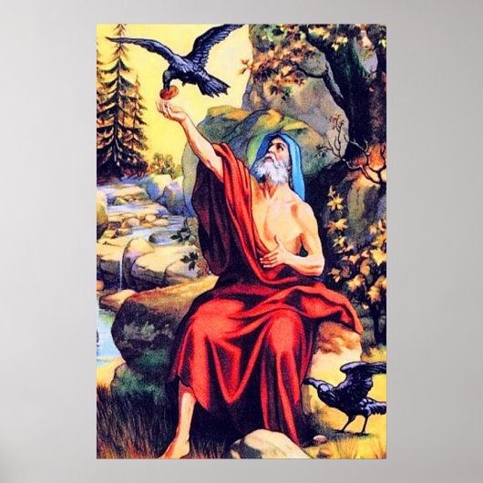1 Kings 17 God stuurt voedsel naar het Elijah post Poster (Voorkant)