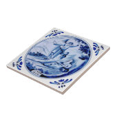 1: Kings:19 Angel Awakens Elijah Blue Delft Repro Tegeltje (Zijkant)