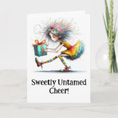 * 1 kleurrijke grillige kerstmeisje cadeau AP97 Bedankkaart (Voorkant)