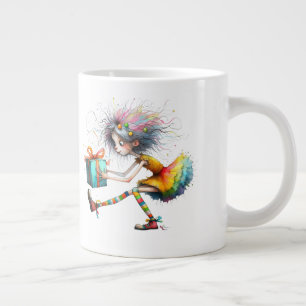 *  1 Kleurrijke  Whimsical Kerst Meisje  Cadeau AP Grote Koffiekop