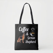1 koffie en Duitse herder Tote Bag (Voorkant)