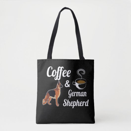 1 koffie en Duitse herder Tote Bag (Voorkant)
