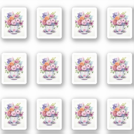 1 kopje bloemen sticker (Voorkant)