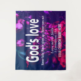 1 Kor 13:8 GOD'S LOVE FAALT NOOIT Kerk Wandkleed