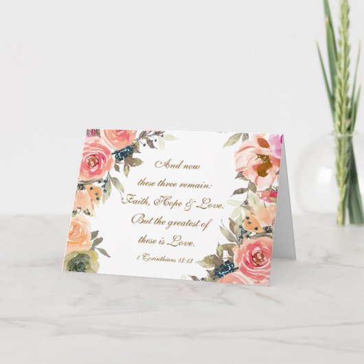 1 Korinthe 13:13 Geloof Hoop Liefde Bijbelvers Kaart (Voorkant)