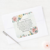 1 Korinthe 13:4-8 Liefde is Geduldig, Liefde is Vr Vierkante Sticker (Envelop)