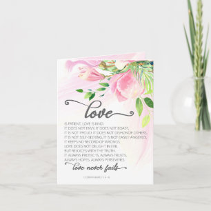 1 Korinthe 13:4-8 Liefde is Geduldig Roze Magnolia Kaart