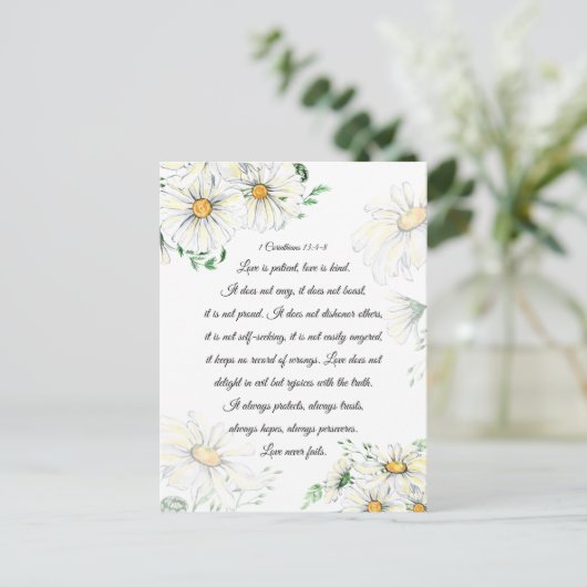 1 Korinthe 13:4-8 Liefde is Geduldig Witte Madelie Briefkaart (Staand voorkant)
