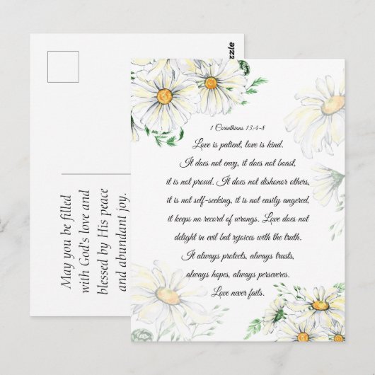 1 Korinthe 13:4-8 Liefde is Geduldig Witte Madelie Briefkaart (Voorkant / Achterkant)