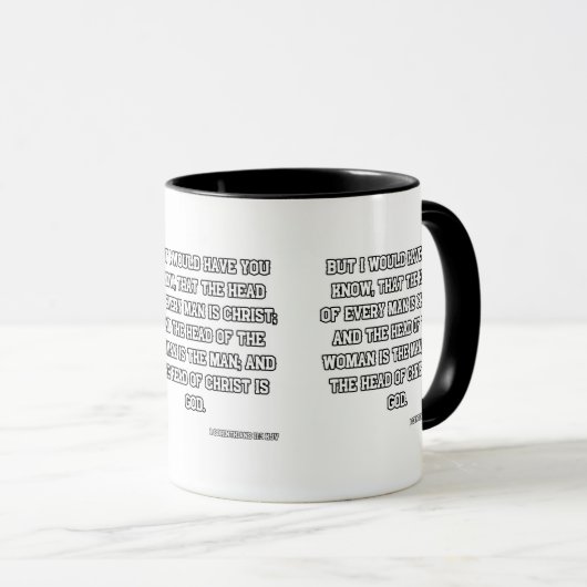 1 Korintiërs 11:3 KJV Bijbel Verse tweekleurig Mok (Voorkant rechts)