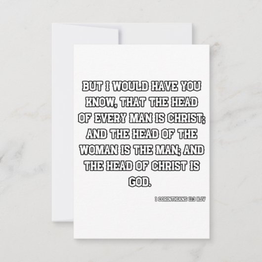 1 Korintiërs 11:3 KJV Bijbelvers Wenskaart Kaart (Voorkant)