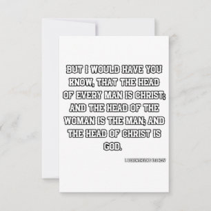 1 Korintiërs 11:3 KJV Bijbelvers Wenskaart Kaart