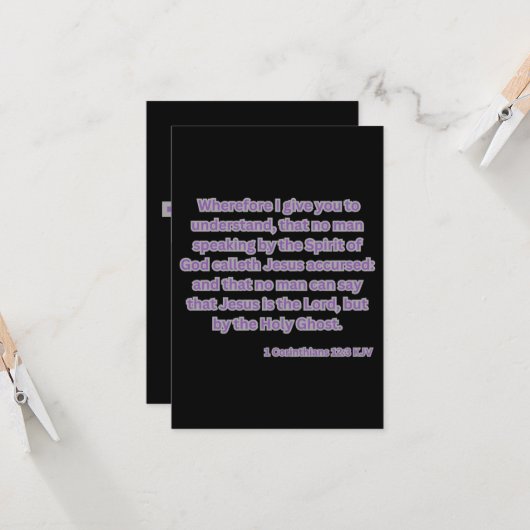 1 Korintiërs 12:3 KJV Bijbelvers Wenskaart Kaart (Voorkant / Achterkant in situ)