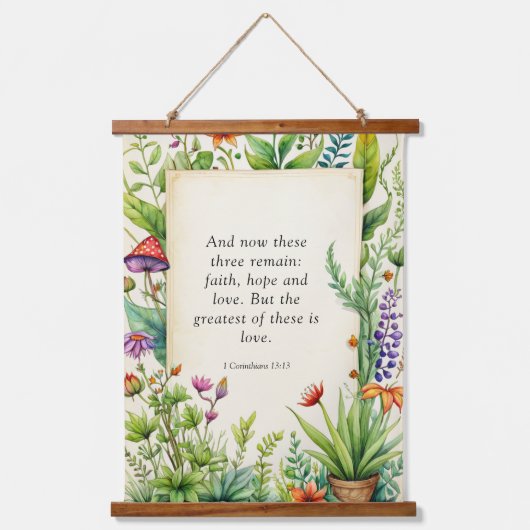 1 Korintiërs 13:13 Christelijk Bijbelvers Hangend Wandkleed (Voorkant)