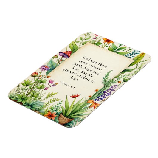 1 Korintiërs 13:13 Christelijk Bijbelvers Magneet (Linkerzijde)