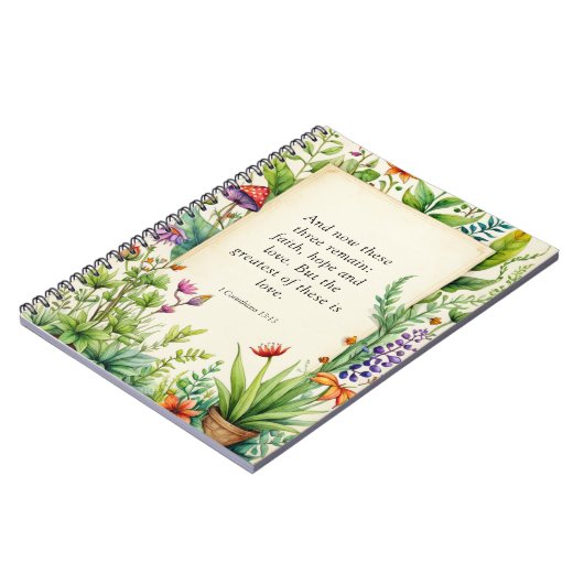 1 Korintiërs 13:13 Christelijk Bijbelvers Notitieboek (Linkerzijde)