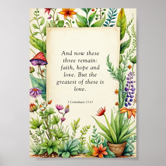 1 Korintiërs 13:13 Christelijk Bijbelvers Poster (Voorkant)