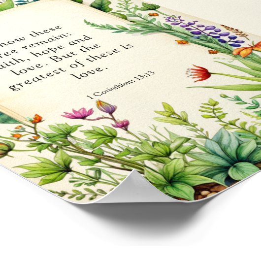 1 Korintiërs 13:13 Christelijk Bijbelvers Poster (Hoek)