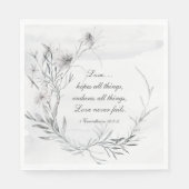 1 Korintiërs 13:13 Elegant grijs bloemige Waterver Servet (Voorkant)