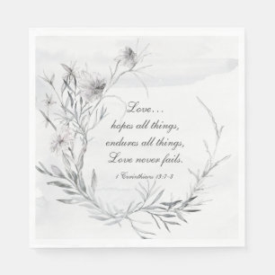1 Korintiërs 13:13 Elegant grijs bloemige Waterver Servet