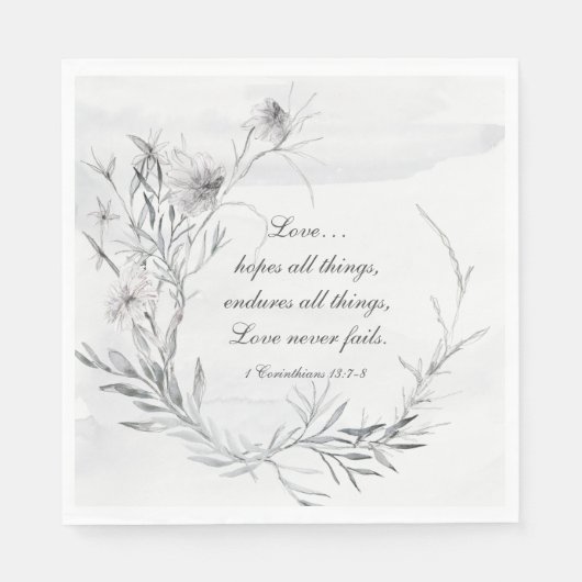 1 Korintiërs 13:13 Elegant grijs bloemige Waterver Servet