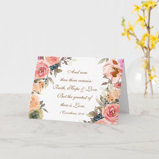 1 Korintiërs 13:13 Geloof Hoop Liefde Bijbelvers Kaart (Gele Bloem)
