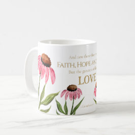 1 Korintiërs 13:13 Geloof Hoop Liefde Roze Bloemen Koffiemok