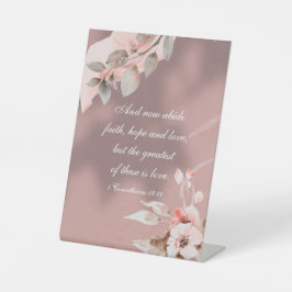 1 Korintiërs 13:13 Grootste is Liefde Bloemen Reclamebord Met Voetstuk