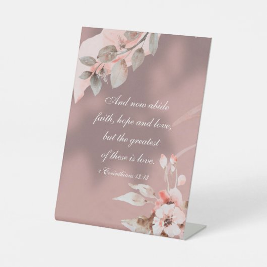 1 Korintiërs 13:13 Grootste is Liefde Bloemen Reclamebord Met Voetstuk (Voorkant)