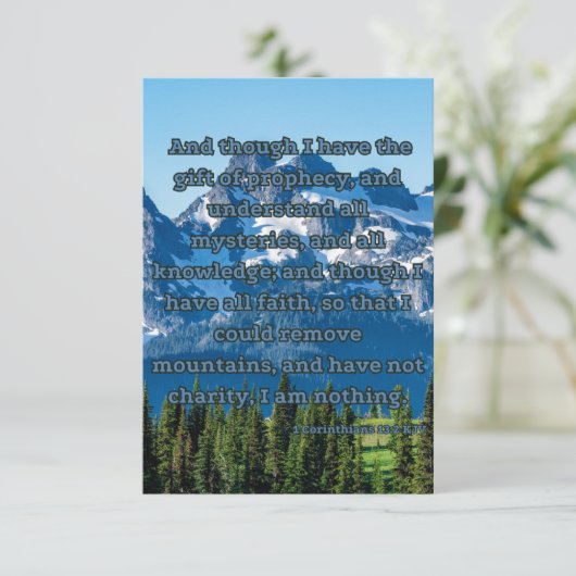 1 Korintiërs 13:2 Bijbelvers PIC Wenskaart Kaart (Staand voorkant)